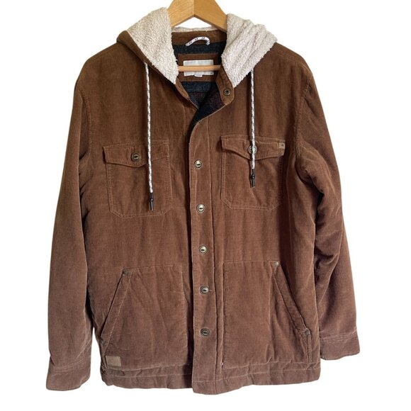 RIPCURL Brown Corduroy Hooded Work Jacket Shacket Blanket Lined Size Smal - Picture 1 of 11